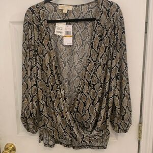 Michael Korea’s blouse in black brown print